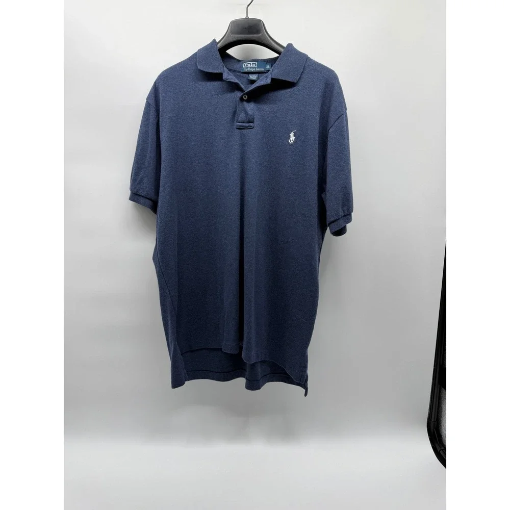 Polo Ralph Lauren Mens XL Blue Heather Cotton Short Sleeve Polo Shirt Pony Logo